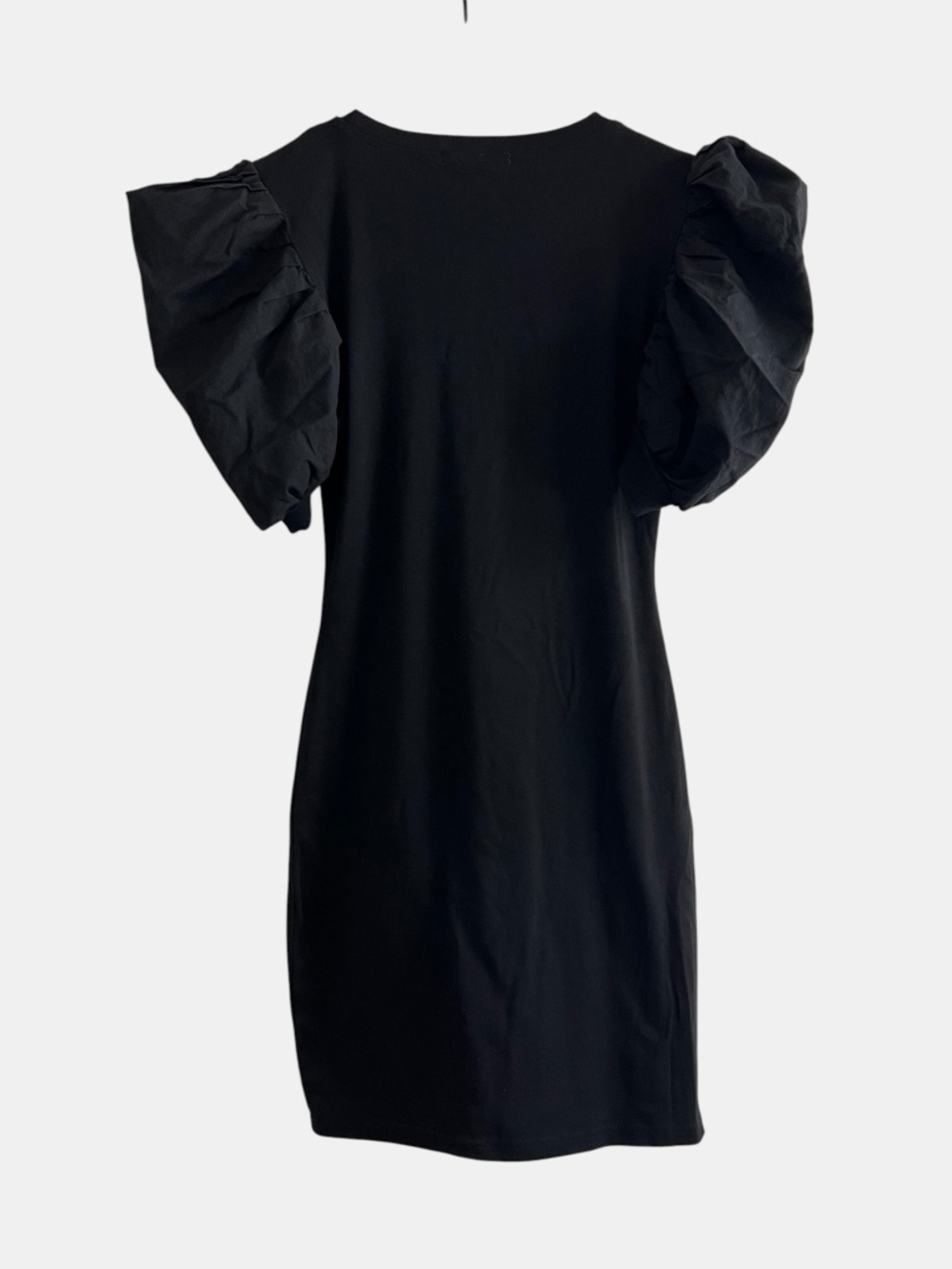 Runway Paris Black Puff Sleeve Bodycon Dress S/M EUC Little Black Dress - Picture 4 of 8